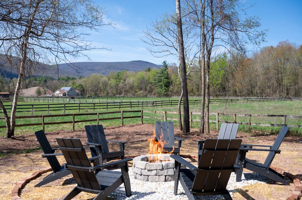 Fire pit with mountain views